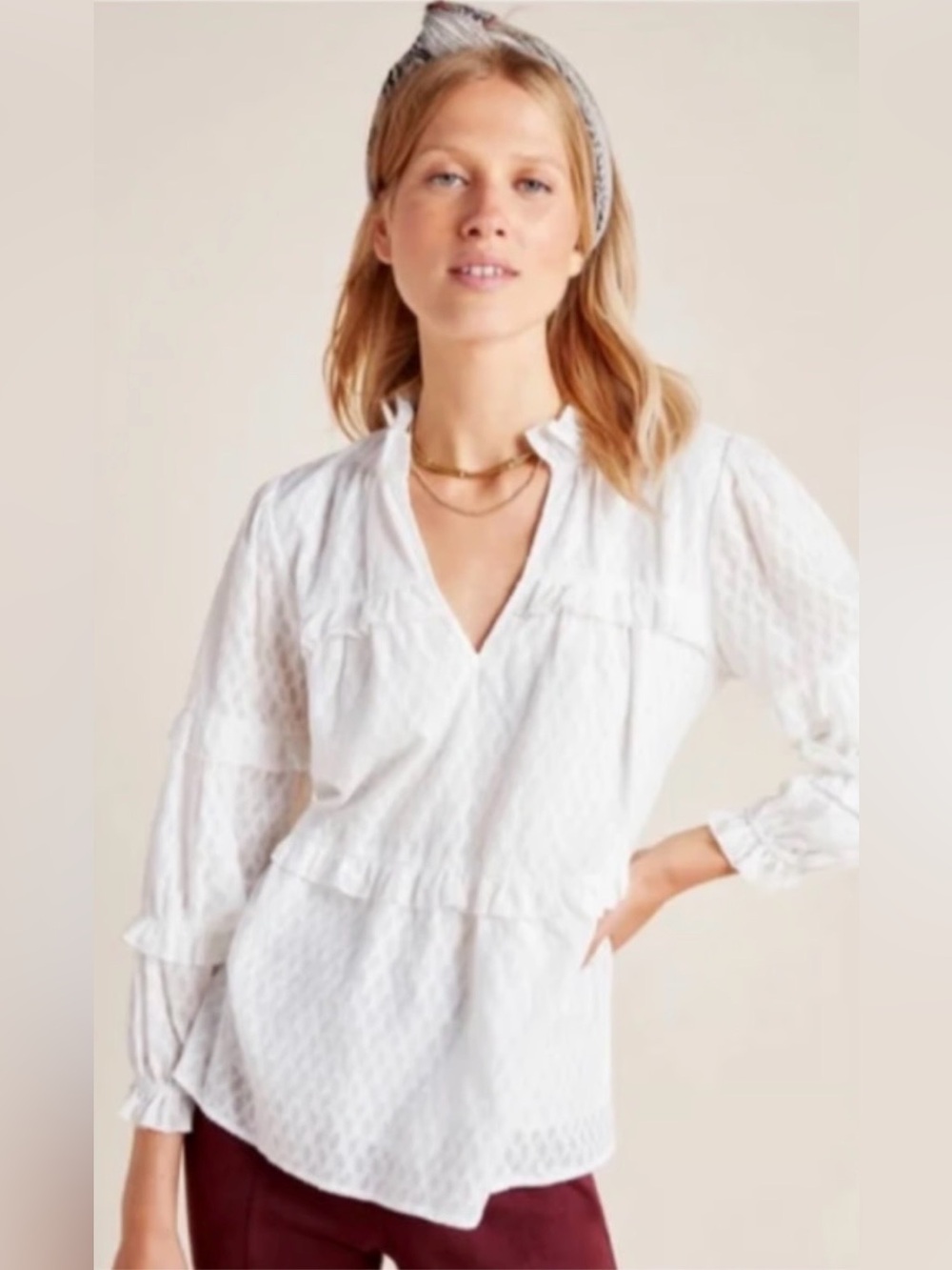 Angela Ruffled Peasant Blouse